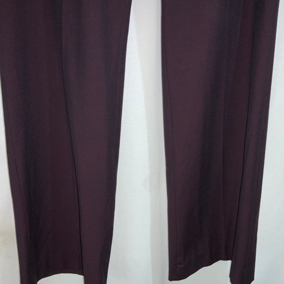 Loft Marisa burgundy flat front pants Sz 8 petite front zip back pockets - Picture 2 of 9